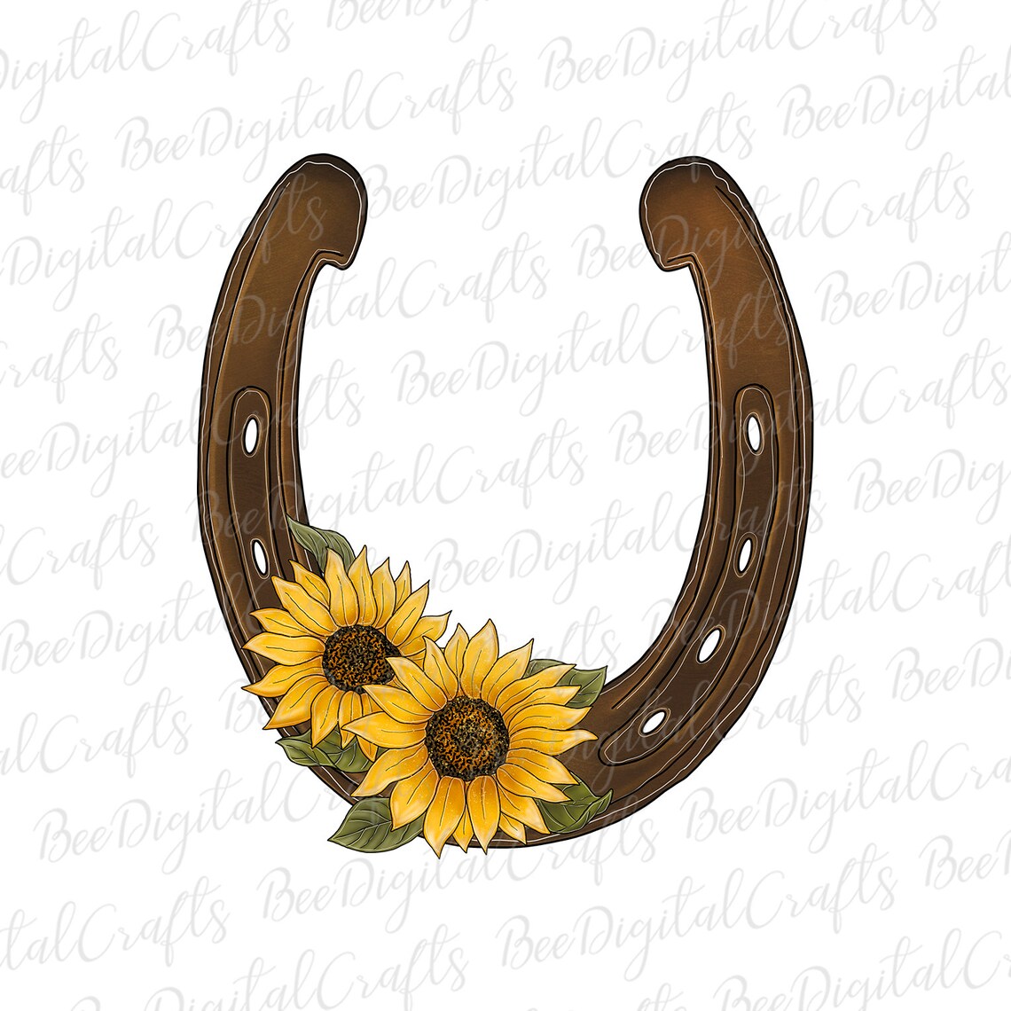 Sunflower Horseshoe Sublimation Design Western PNG File for Etsy