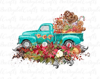 Christmas truck PNG sublimation Gingerbread PNG design
