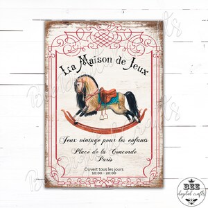 Vintage toy digital print collage French style paper download Large collage sheets