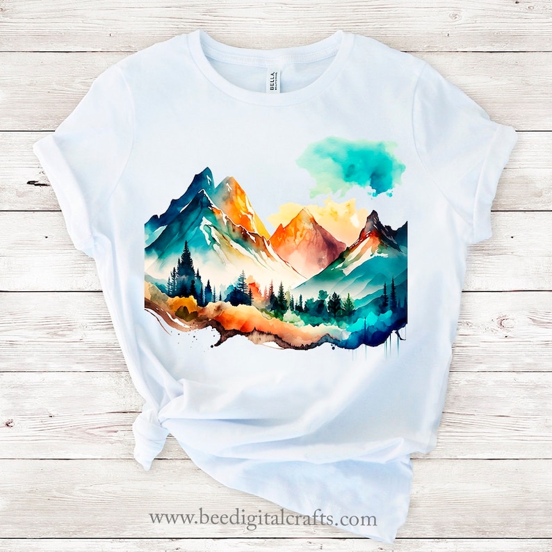Mountain Landscape BUNDLE PNG Download Watercolor Nature Sublimation ...