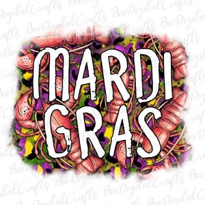 Mardi Gras PNG download Leopard crawfish sublimation design Watercolor hand drawn printable transfer