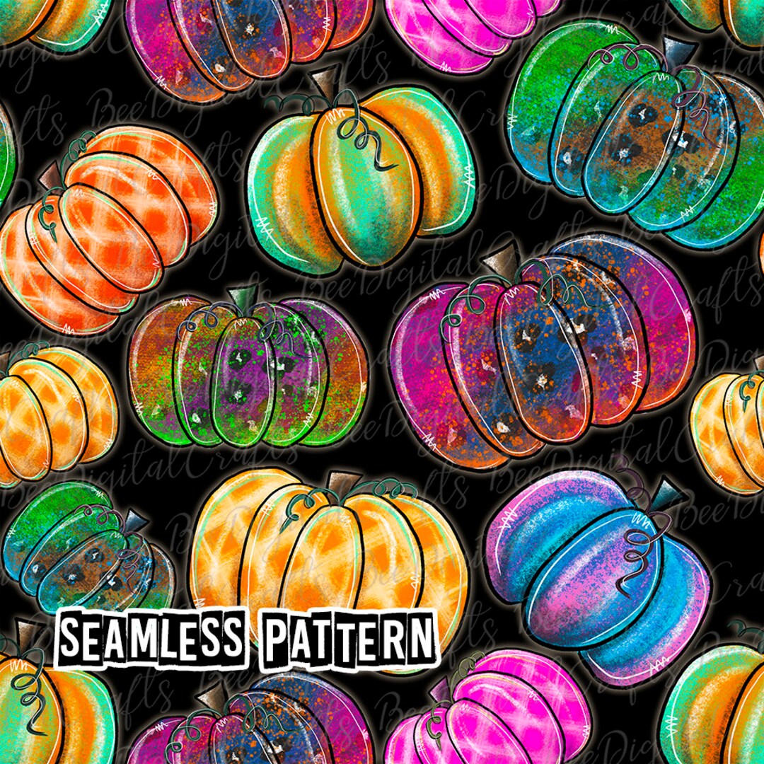 SEAMLESS Pattern Leopard Plaid Pumpkin Colorful Fall Digital Fabric ...