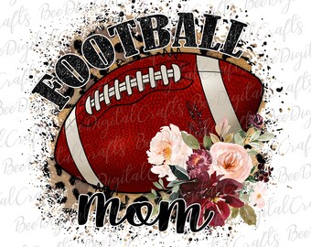 Football mom sublimation design Leopard flower mama PNG download Printable transfer