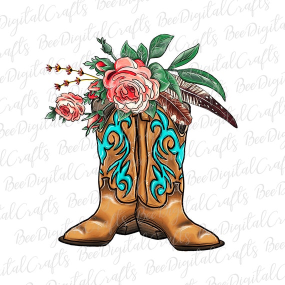 Western Boots and Flowers Sublimation 