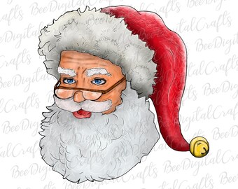 Acuarela Santa PNG descargar Santa Claus sublimación diseño Navidad transferencia imprimible