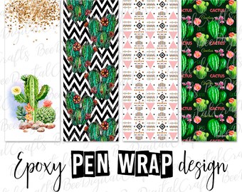 Cactus pen wrap template Western ink joy wrap download Aztec epoxy pen wrap digital design