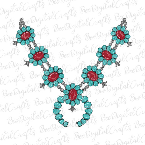 Turquoise nacklace PNG download Aztec jewelry sublimation design