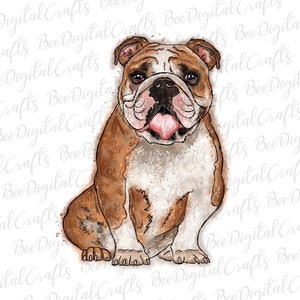English bulldog PNG download Watercolor dog sublimation design Hand drawn animal printable transfer