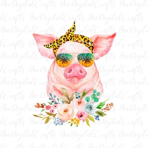 Pig with bandana PNG Funny animal sublimation design