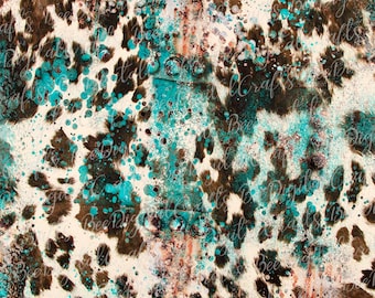 Cowhide background sublimation design Western PNG file for sublimation Cow skin and turquoise print download