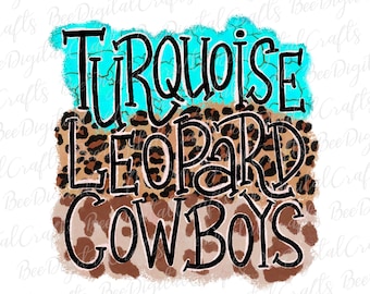 Leopardo turchese cowboyas sublimazione design Western PNG download