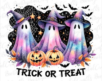 Trick or treat Sublimation design Funny Ghosts Spooky pumpkin Halloween PNG T-shirt sublimation Digital download