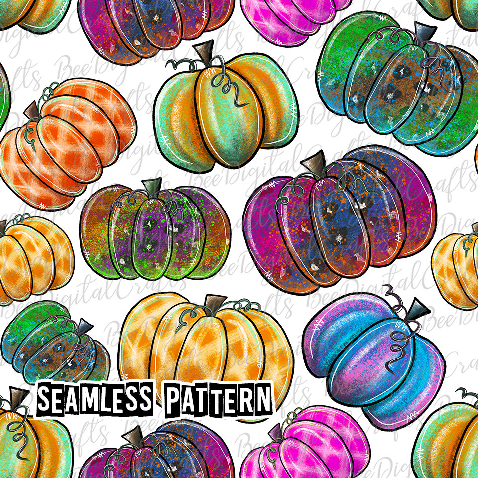 SEAMLESS Pattern Leopard Plaid Pumpkin Colorful Fall Digital Fabric ...