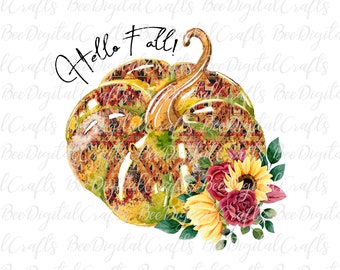 Hallo Herbst PNG download Kürbis T-shirt digitales Design Fall Sublimation Grafiken