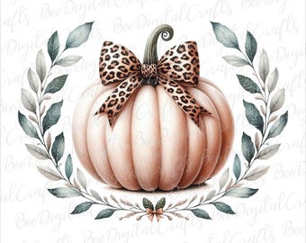 Pompoensublimatieontwerp Herfstpompoen met luipaardstrik Bedankt herfst Sublimatie T-shirt png Digitale download