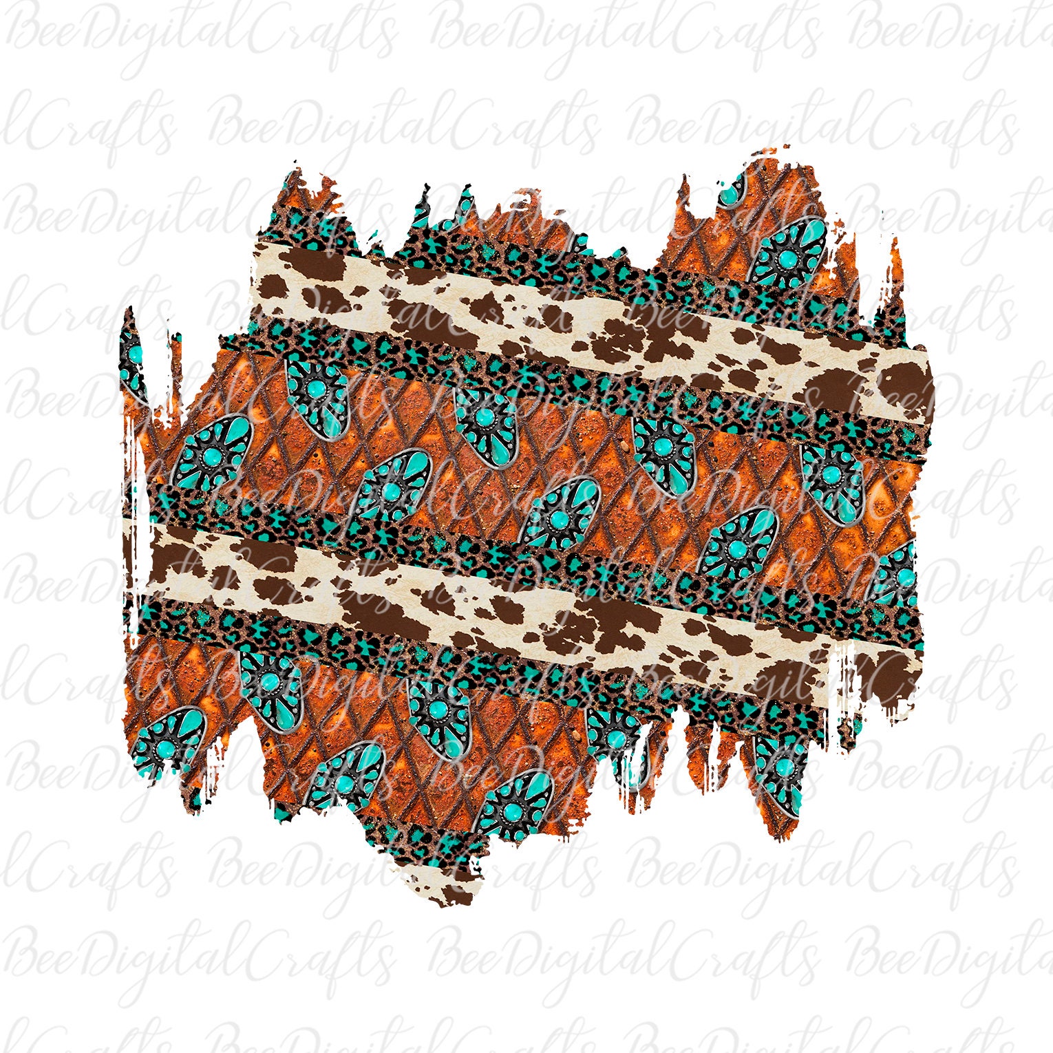 Scrapbooking Digital Download Turquoise and Leopard Background Png