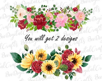 Bordo fiore PNG download Disegno sublimazione girasole Trasferimento stampabile floreale
