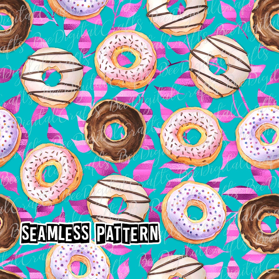 Patterned Donuts SEAMLESS Pattern Donuts Design Sweets and Plants Digital | Etsy