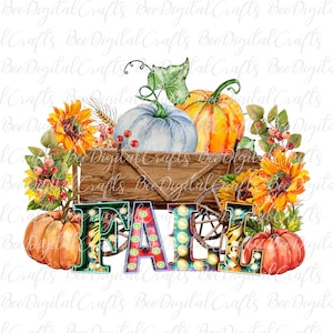 Fall PNG digital downloads Hand drawn pumpkin t-shirt design Sunflower sublimation graphics