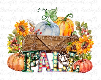 Herbst PNG digitale Downloads handgezeichnetKürbis T-shirt Design Sonnenblume Sublimation Grafiken