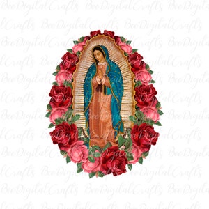 Nuestra Señora de Guadalupe PNG descarga Virgen María sublimación diseño Floral Virgen de México descarga digital