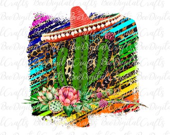 Serape cheetah cactus PNG download Leopard t-shirt digital design Floral sublimation graphics