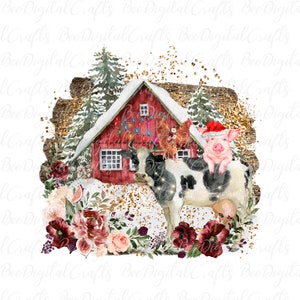 Christmas on the farm PNG sublimation download Christmas animal PNG shirt digital design