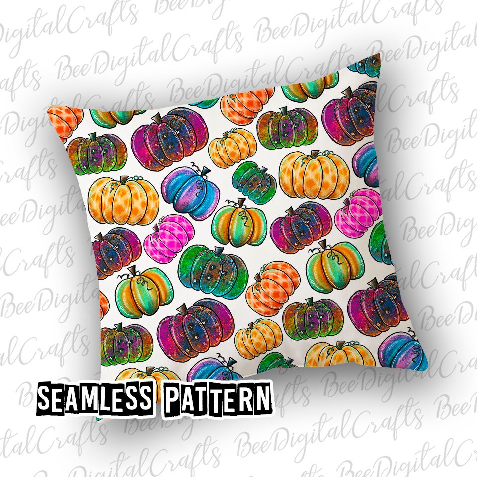 SEAMLESS Pattern Leopard Plaid Pumpkin Colorful Fall Digital Fabric ...