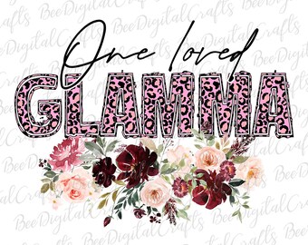 One loved glamma PNG download Flower pink leopard sublimation design Cheetah floral glamma printable transfer
