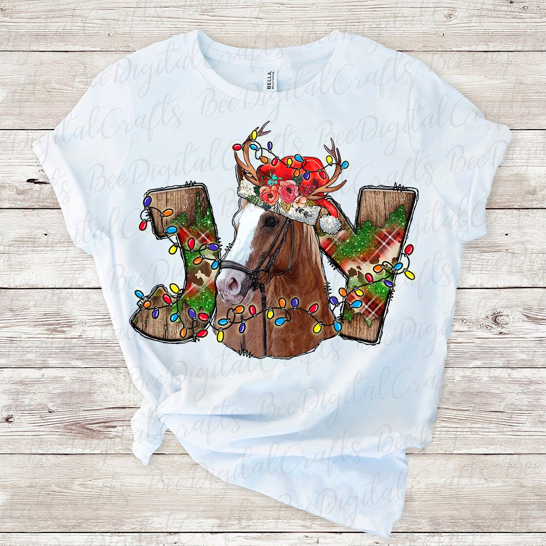 Christmas Joy PNG Download Horse With Santa Hat Sublimation Design ...