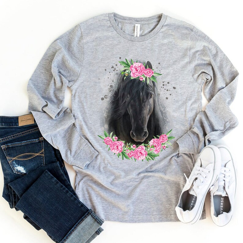 Floral horse PNG sublimation download Watercolor horse PNG t-shirt design