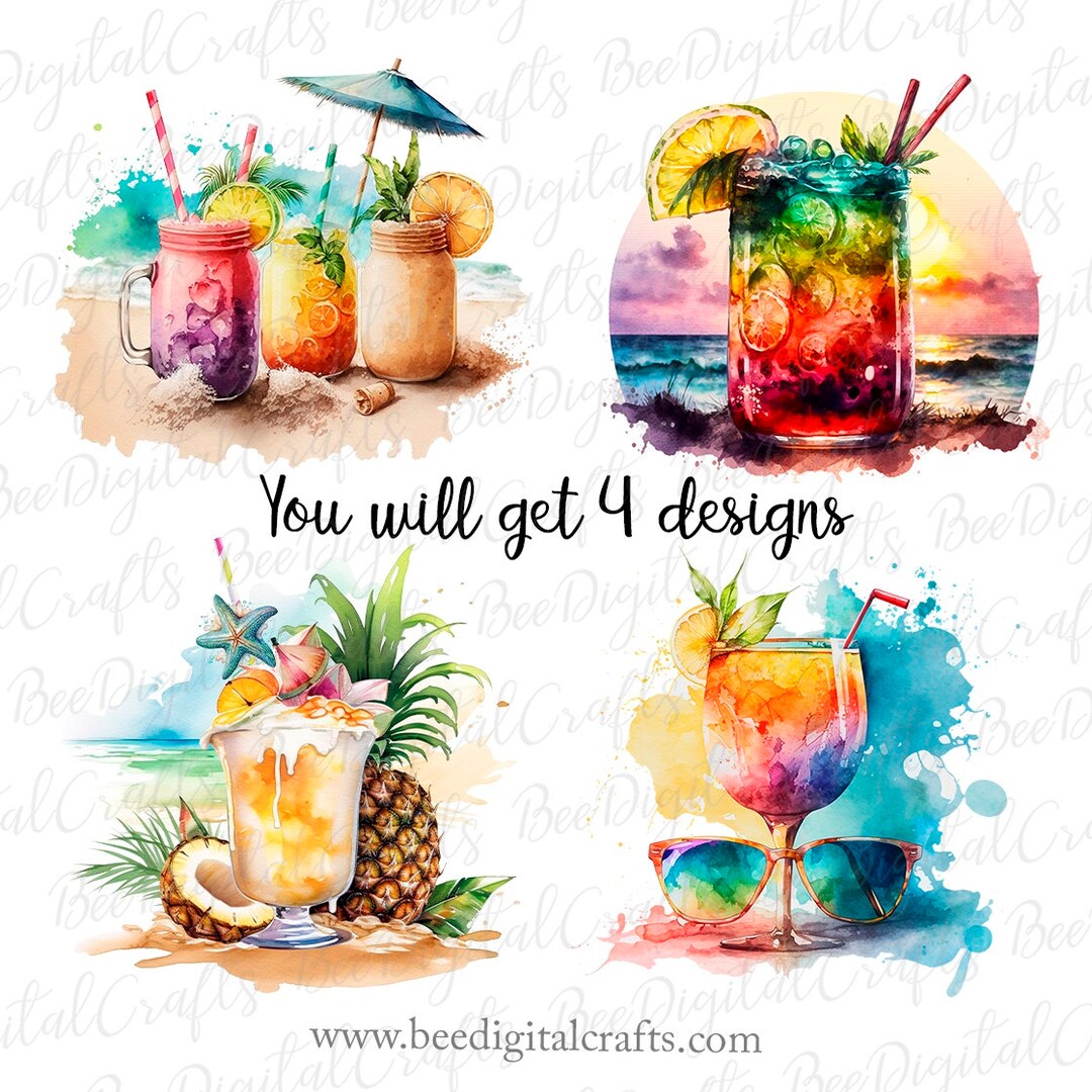 Summer Cocktails BUNDLE PNG Download Watercolor Summer Drinks at the ...