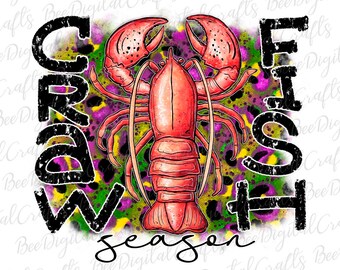 Saison des écrevisses PNG télécharger Mardi Gras léopard sublimation design Aquarelle dessinée à la main transfert imprimable