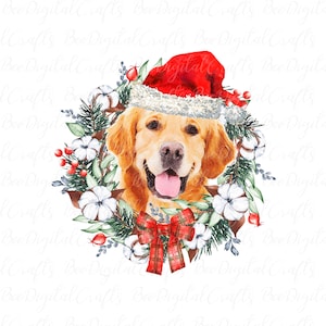 Christmas Golden Retriever PNG download Watercolor dog PNG sublimation design
