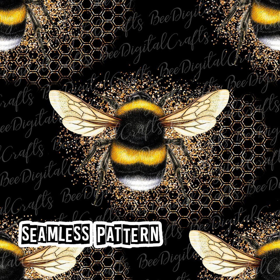 simulated glitter bees fabric