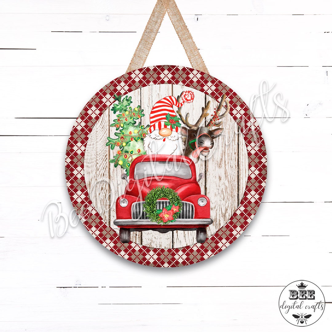 Christmas Round Door Hanger Sublimation Design - Etsy
