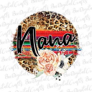 Nana PNG download Western sublimation design Serape leopard with flower printable transfer