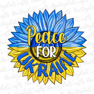 Peace for Ukraine PNG download Sonnenblumen Ukraine Flagge Sublimation Design Patriotisch druckbar Transfer
