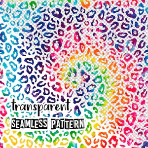 SEAMLESS pattern tie dye leopard transparent Cheetah rainbow digital fabric design Colorful printable paper PNG download