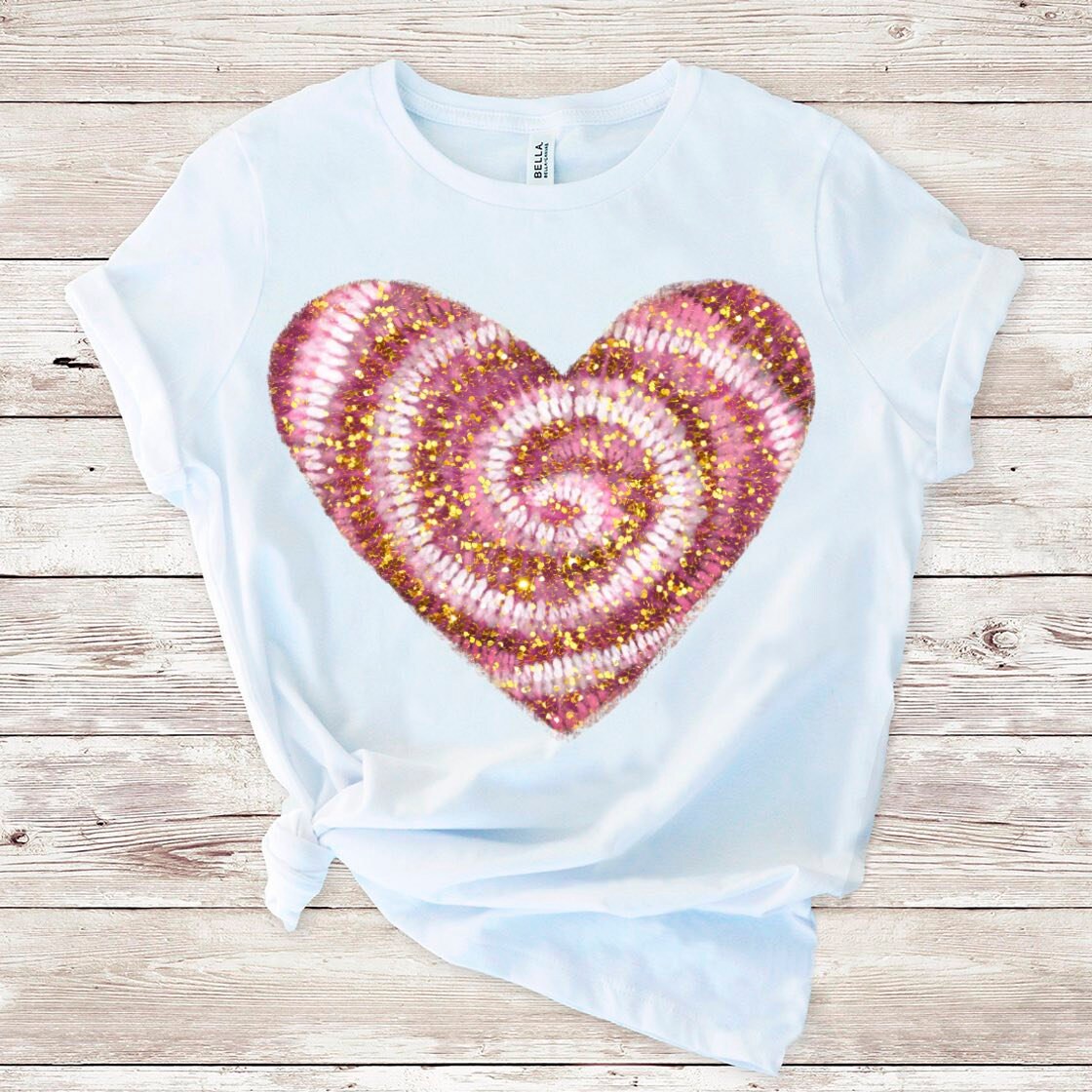 Pink Glitter Heart PNG Download Tie Dye Background Sublimation Design ...