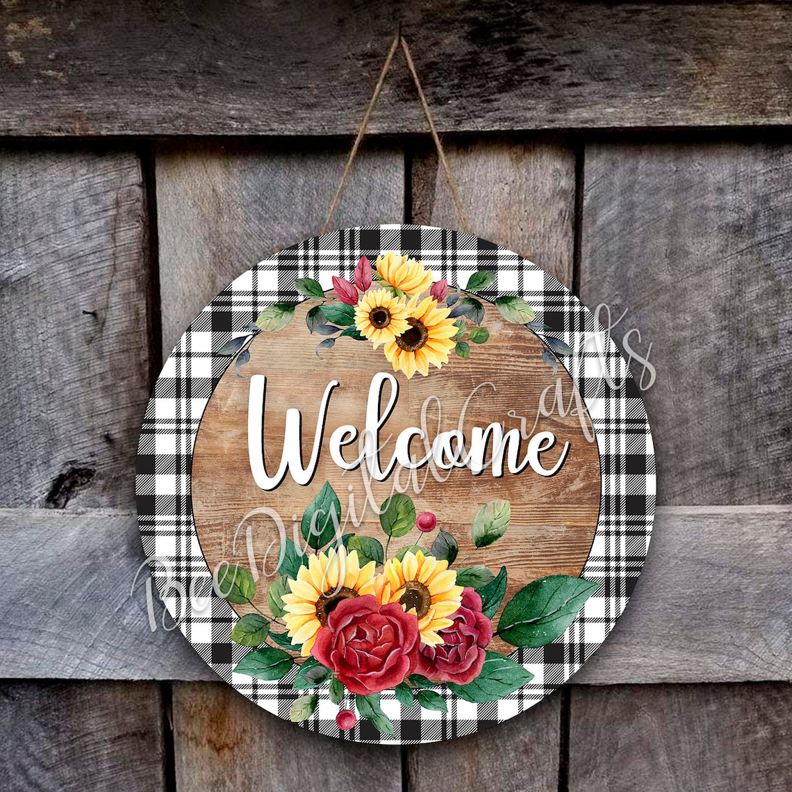 Sign Sublimation Door Hanger Digital Design Sunflower Etsy