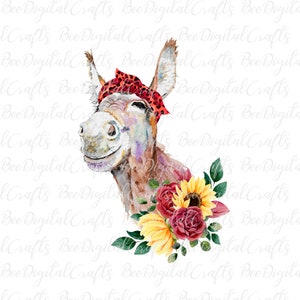Donkey PNG download Floral animal sublimation design