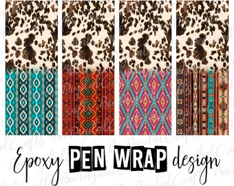 Cow skin pen wrap template Aztec ink joy wrap download Epoxy pen wrap digital design