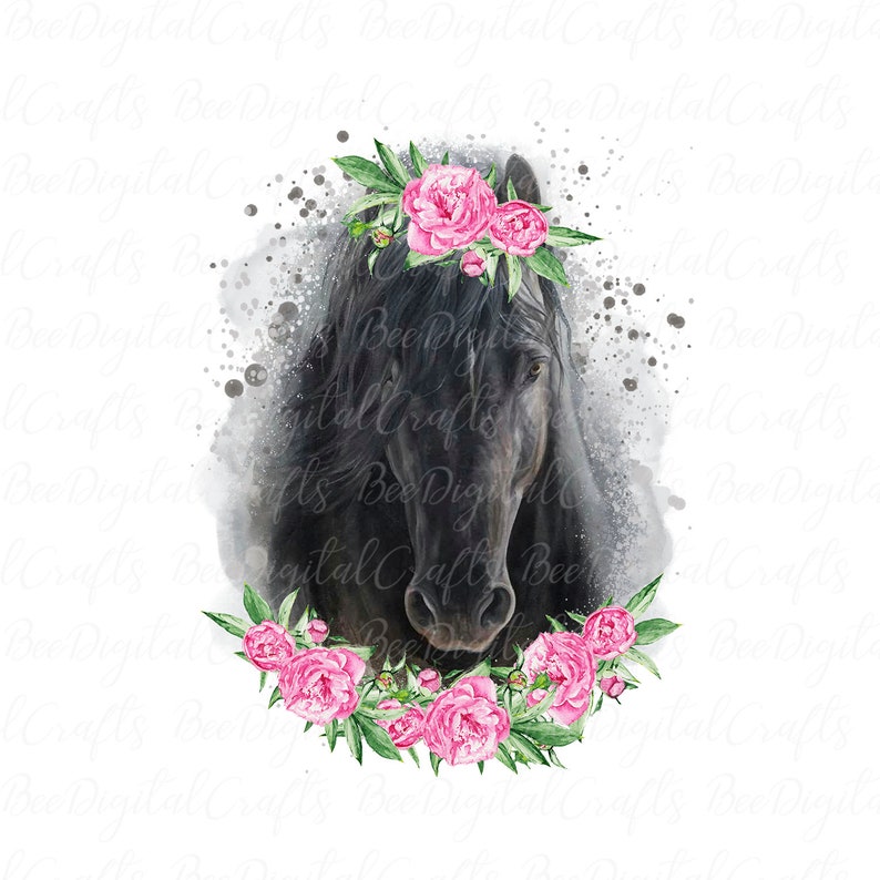 Floral horse PNG sublimation download Watercolor horse PNG t-shirt design