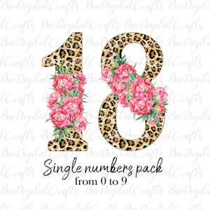 Floral numbers for anniversary Sublimation graphics T-shirt digital design p023