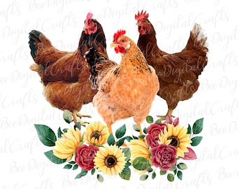 Farm Life Chicken PNG design file handlettered downloadable digital goods sublimation instant download Farm Animal Chicken