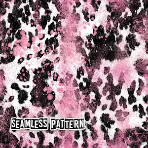 SEAMLESS pattern cowhide and pink glitter Western digital fabric design Printable paper download