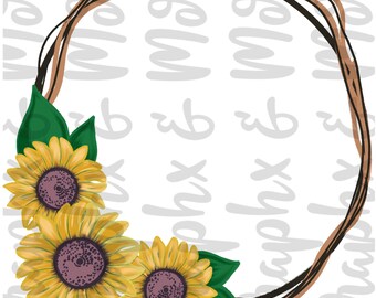 Download Sunflower Wreath Svg Etsy