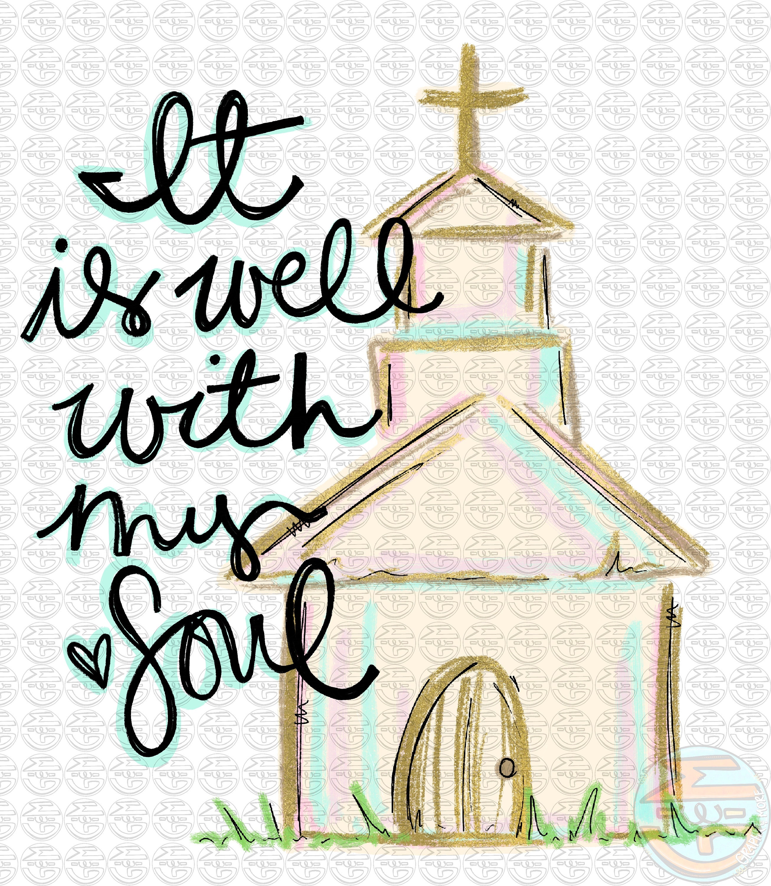 It is Well Church PNG Hand Drawn Sublimation Design - Etsy
