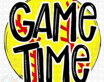 Game Time Softball PNG | Hand Drawn | Sublimation Design